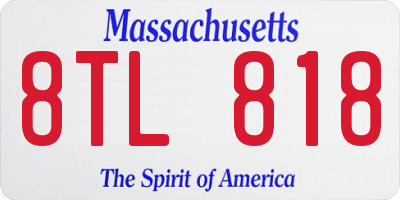 MA license plate 8TL818