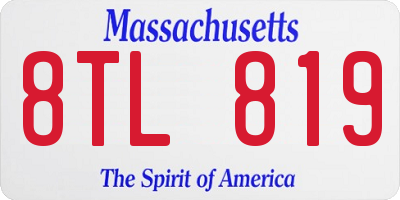 MA license plate 8TL819