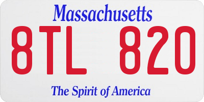 MA license plate 8TL820