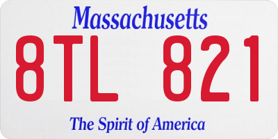 MA license plate 8TL821
