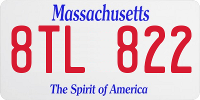 MA license plate 8TL822