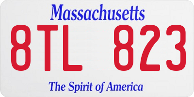 MA license plate 8TL823