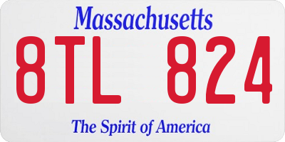 MA license plate 8TL824