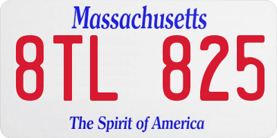 MA license plate 8TL825