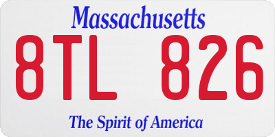 MA license plate 8TL826