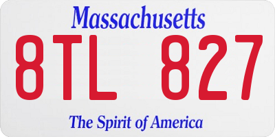 MA license plate 8TL827