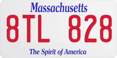 MA license plate 8TL828