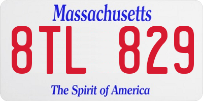 MA license plate 8TL829