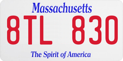MA license plate 8TL830