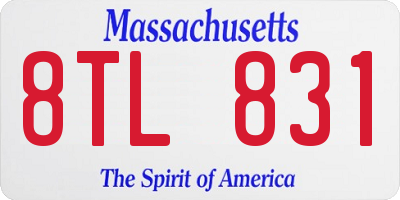MA license plate 8TL831