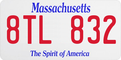 MA license plate 8TL832