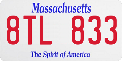 MA license plate 8TL833