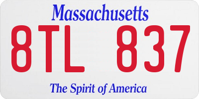 MA license plate 8TL837
