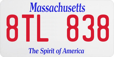 MA license plate 8TL838