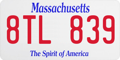 MA license plate 8TL839