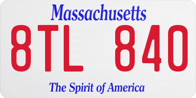 MA license plate 8TL840