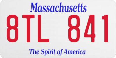 MA license plate 8TL841