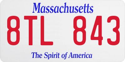 MA license plate 8TL843