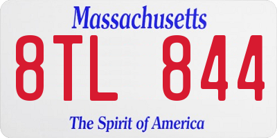 MA license plate 8TL844