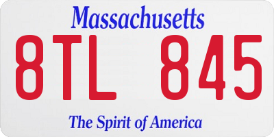 MA license plate 8TL845