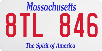 MA license plate 8TL846