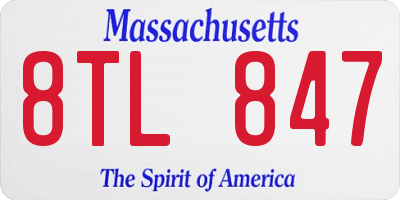 MA license plate 8TL847