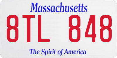 MA license plate 8TL848