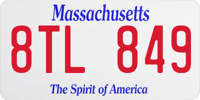 MA license plate 8TL849