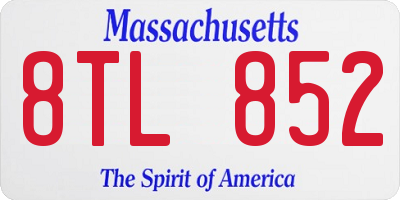 MA license plate 8TL852