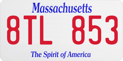 MA license plate 8TL853