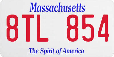 MA license plate 8TL854