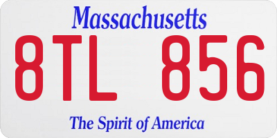 MA license plate 8TL856