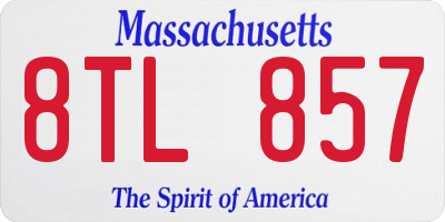 MA license plate 8TL857