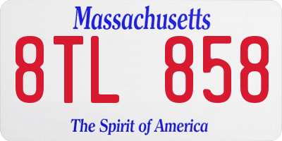 MA license plate 8TL858