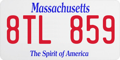 MA license plate 8TL859