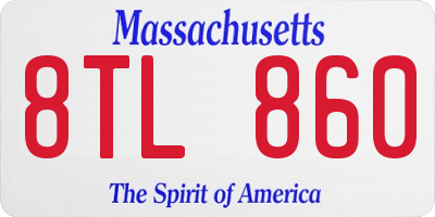 MA license plate 8TL860