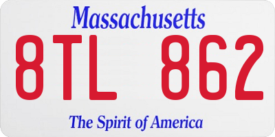 MA license plate 8TL862