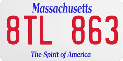 MA license plate 8TL863