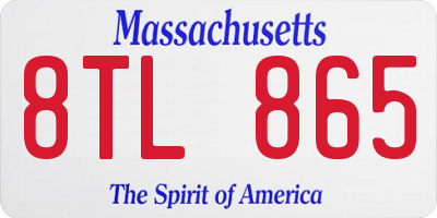 MA license plate 8TL865