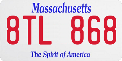 MA license plate 8TL868