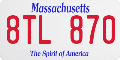 MA license plate 8TL870