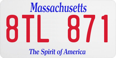 MA license plate 8TL871