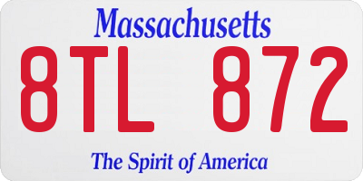 MA license plate 8TL872