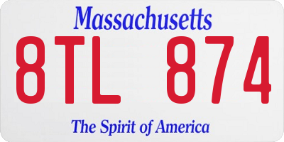MA license plate 8TL874