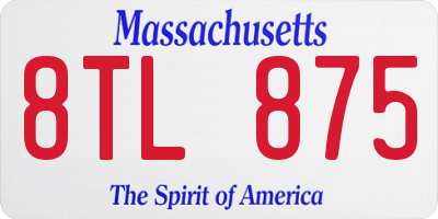 MA license plate 8TL875