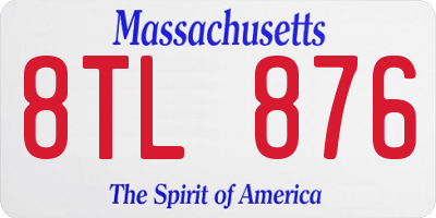 MA license plate 8TL876