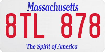 MA license plate 8TL878