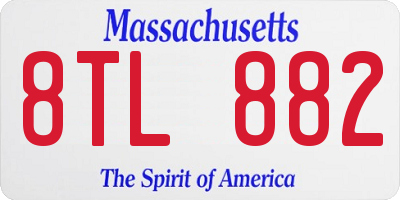 MA license plate 8TL882