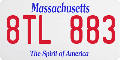 MA license plate 8TL883