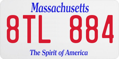 MA license plate 8TL884